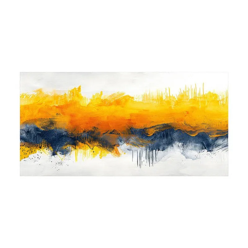 Yellow and Blue Abstract Landscape Wall Painting media 4