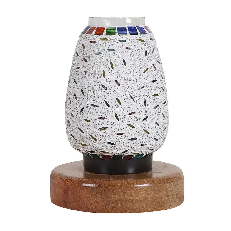 Flazora Glass Table Lamp With Wooden Base - Multicolor media 5