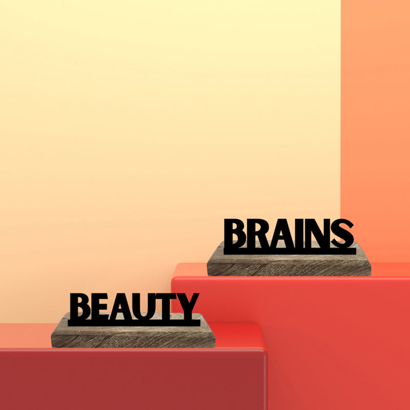 Beauty & Brains Typography Showpiece - Set Of Two