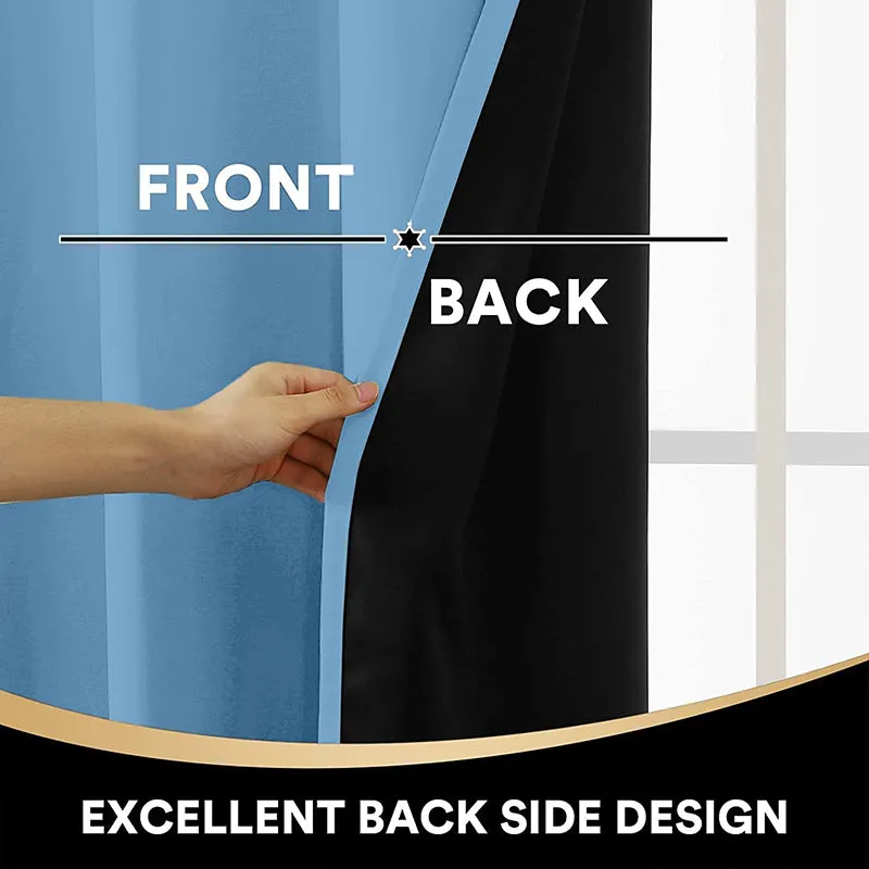 Noir Triple Pinch Pleat Blackout Curtain - Sky Blue media 5