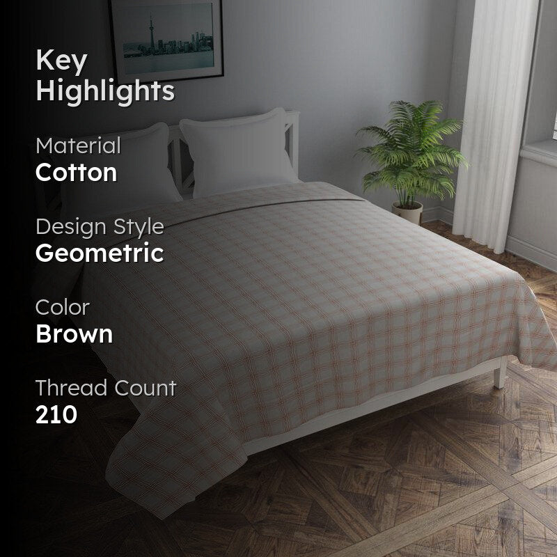 Trellis Tranquility Cotton Duvet Cover (Brown) - 210 TC' media 2