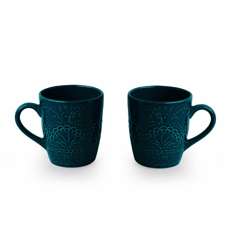 Teal Ceramic Tea Cup (180 mL Each) -  Set of Two media 3