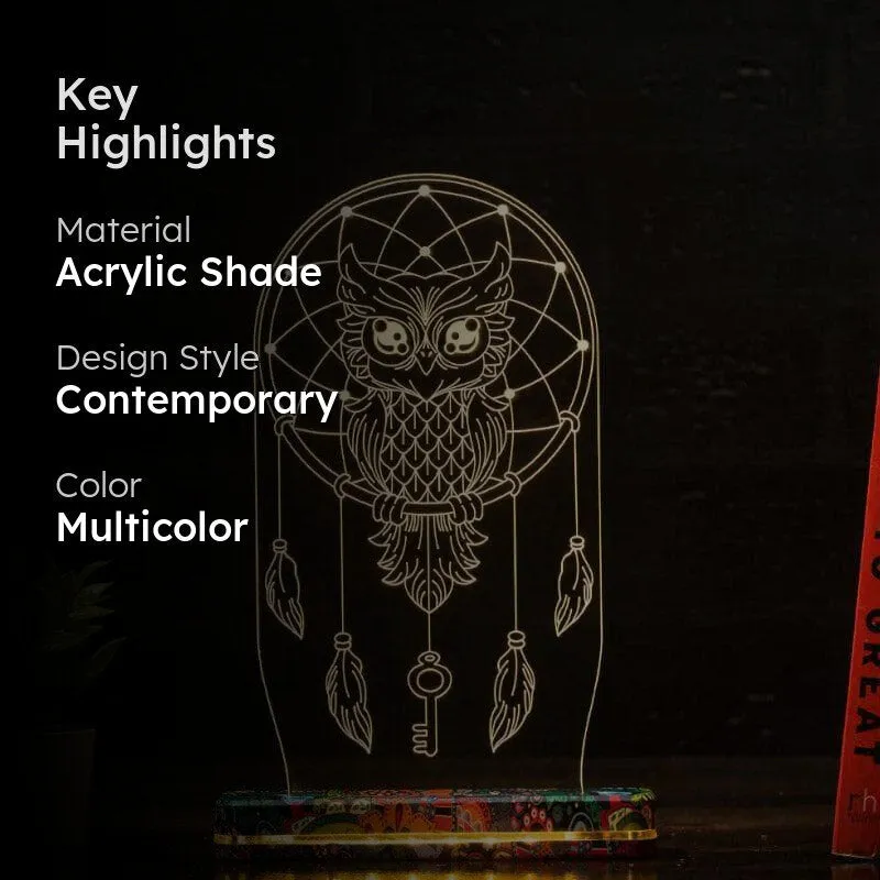 Owlery Dream LED Acrylic Table Lamp - Multicolor media 2