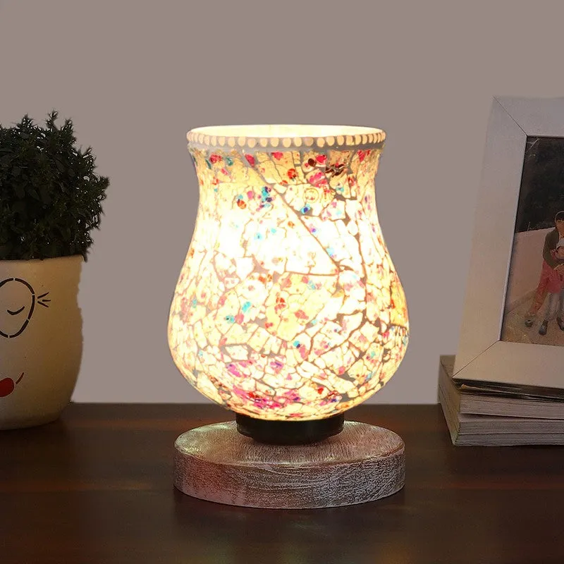Radiessa Mosaic Glass Table Lamp With Wooden Base - Multicolor media 3