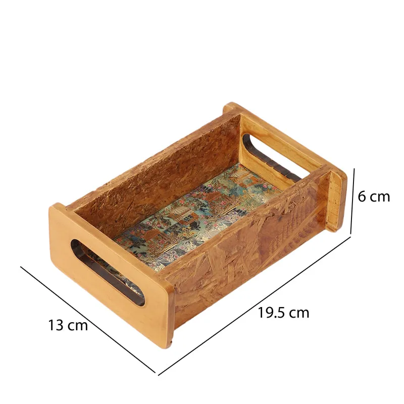 Jharokha Charm Wooden Serving Tray (Gold,Blue) media 6