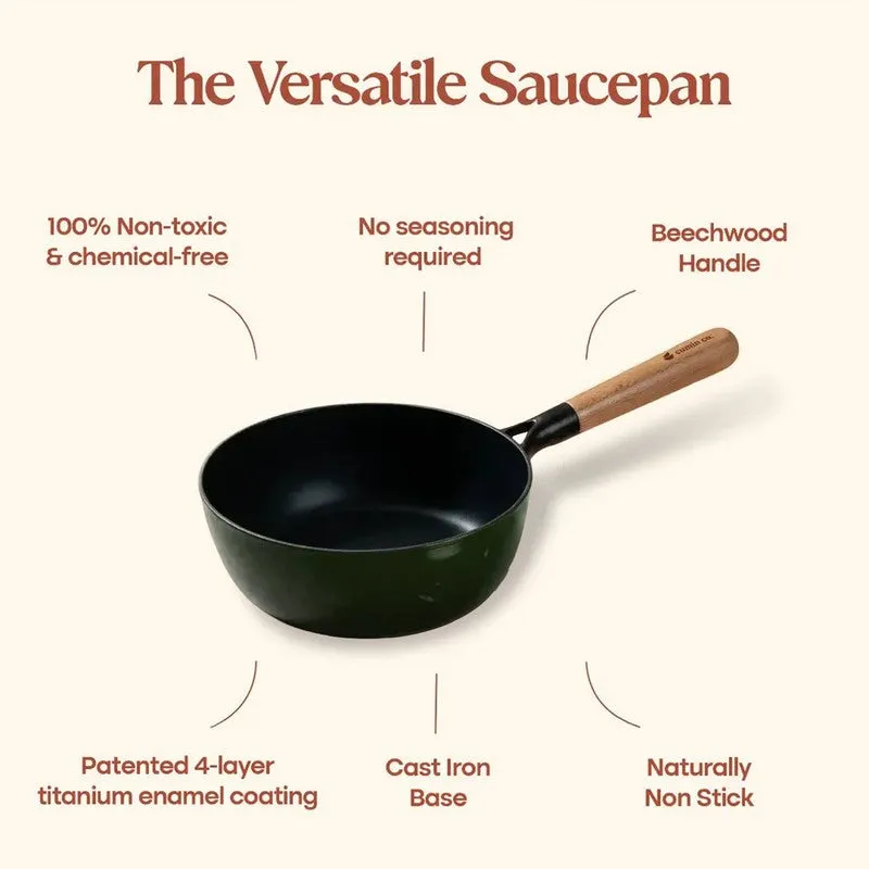 Cumin Co Enamel Cast Iron Sauce Pan (1500 mL) - Green media 7