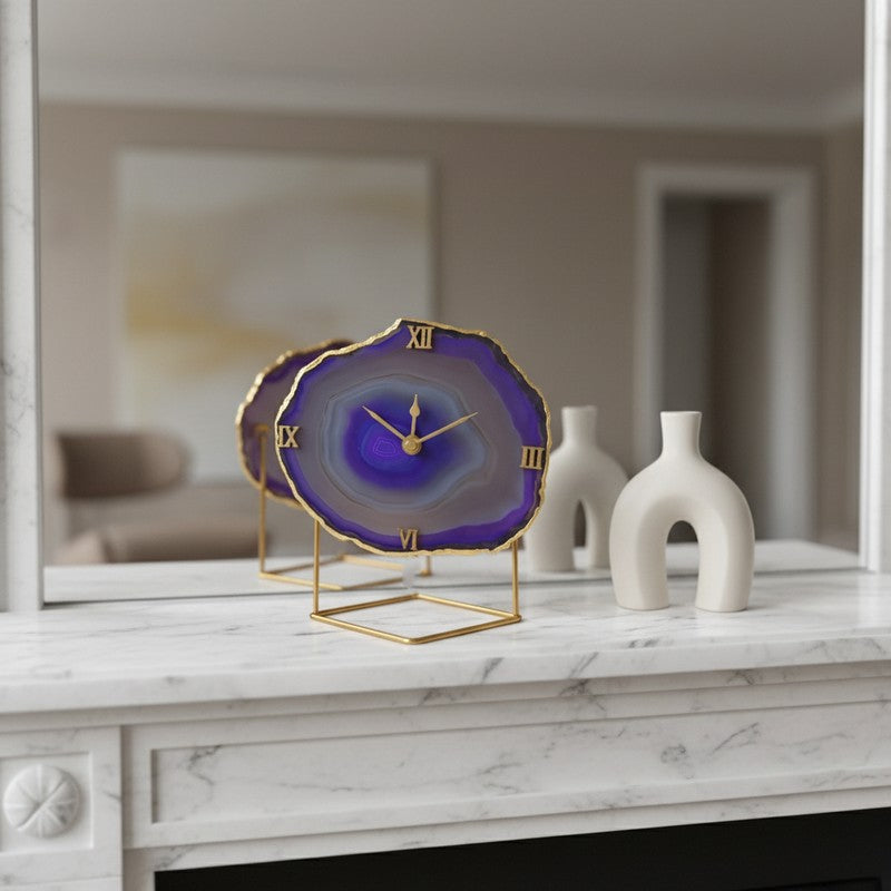 Darsh Handcrafted Agate Table Clock - Purple media 3