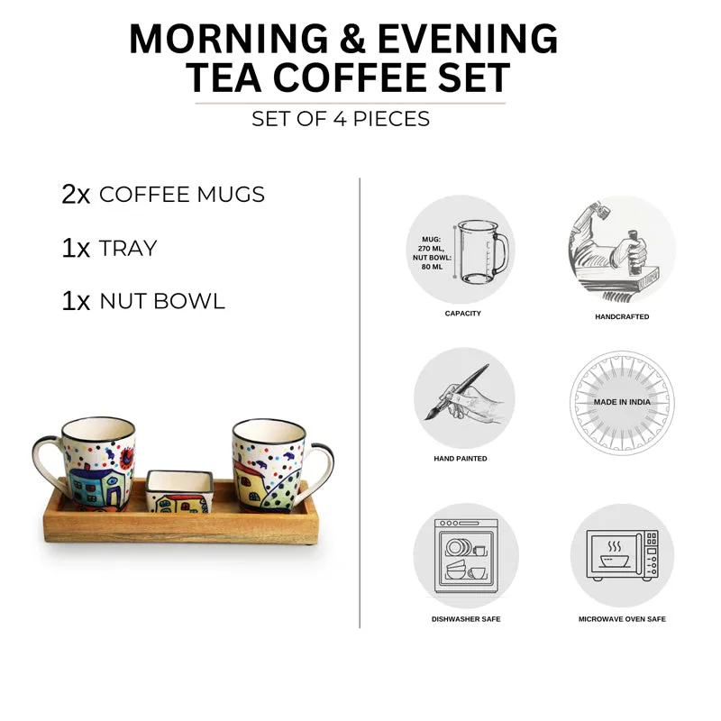 Coastal Cottage Handpainted Ceramic High Tea Set (270 ML & 80 ML) - Four Piece Set media 6
