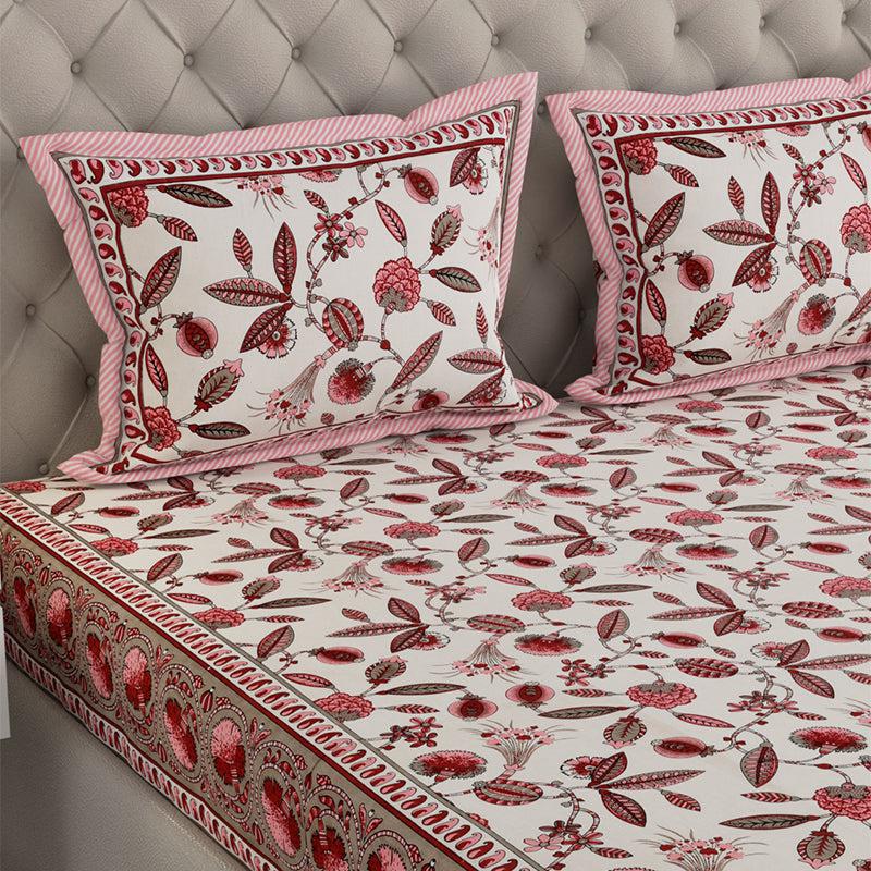 Suvarna Printed Cotton Bedsheet (Orange) - 240 TC media 4