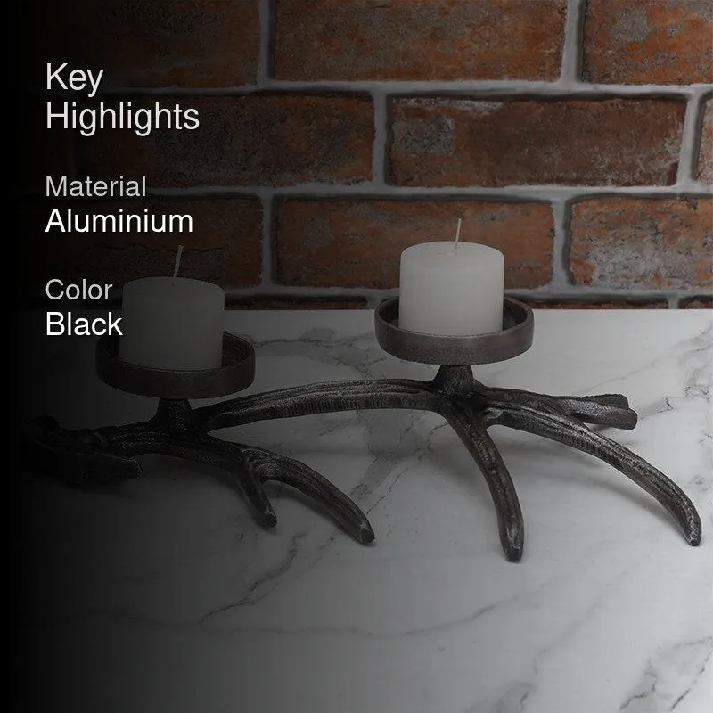 Antler Charm Candle Holder - Black media 2
