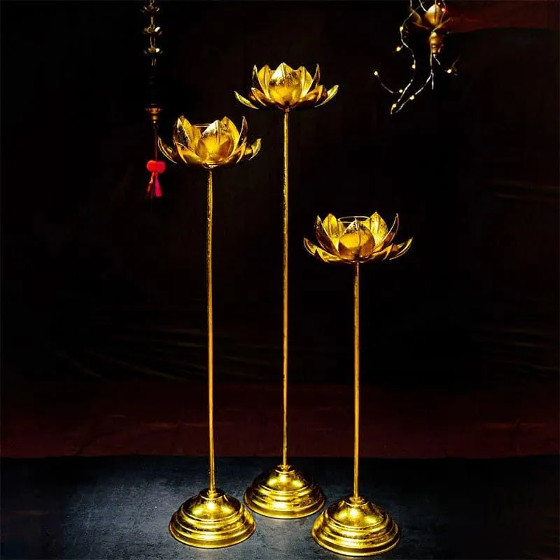 Lotus Pedestal Candle Holder - Set Of Three media 1