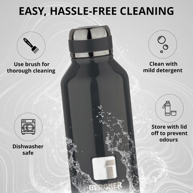Bergner Walking Hydria Thermosteel Hot And Cold Flask (Black) - 500 mL media 5