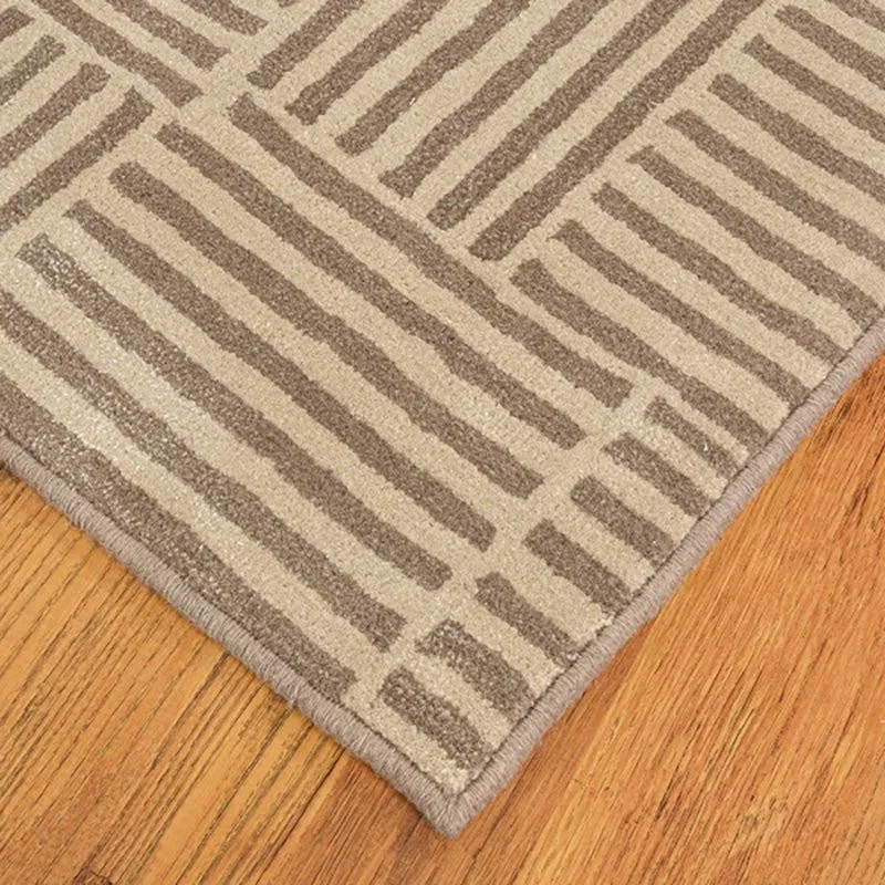 Boromir Hand Tufted Geometric Wool & Nylon Carpet - Taupe media 7