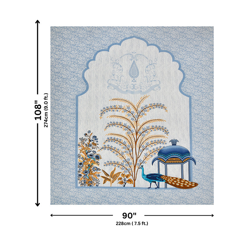 Pushpa Paradise Ethnic Cotton Bedsheet (Blue) - 140 TC media 6