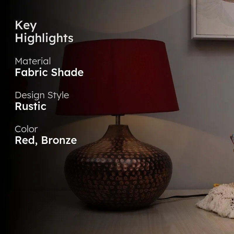 Arohana Fabric Table Lamp - Red,Bronze media 2