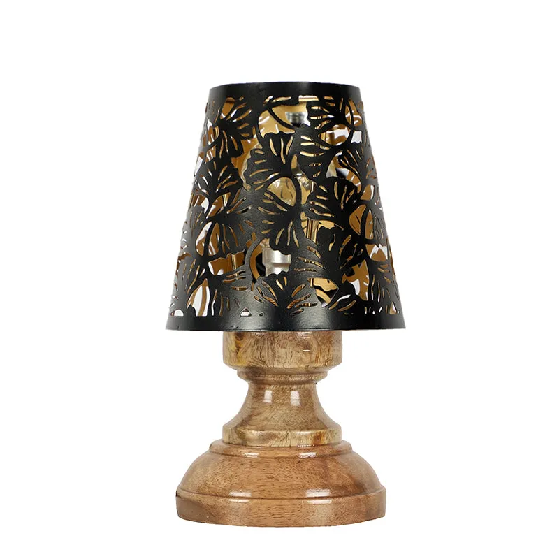 Harolda Flora Etched Metal Table Lamp - Black,Brown media 4