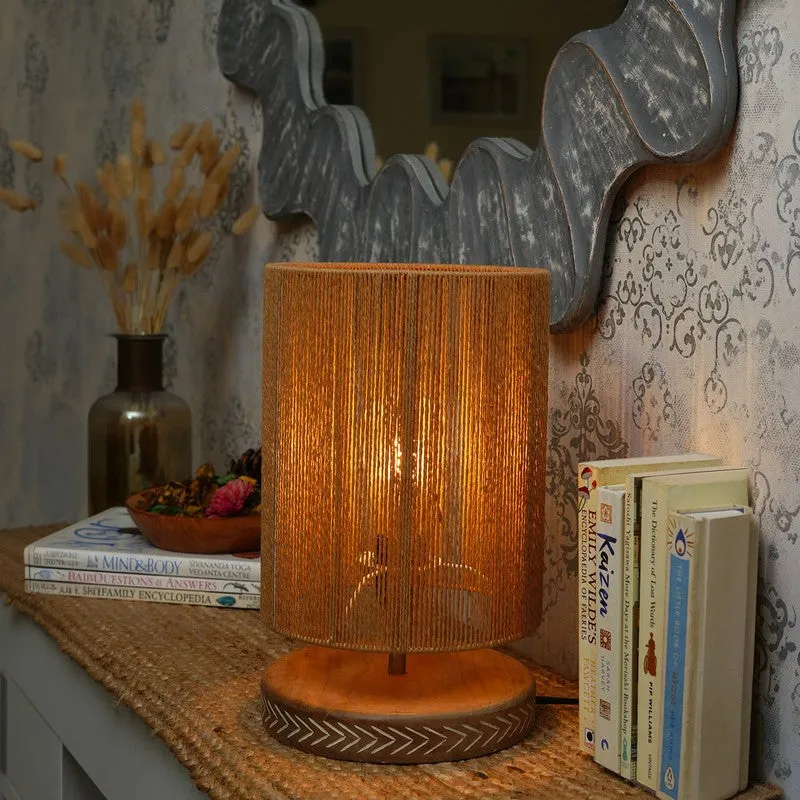 Loomstripe Wooden & Cotton Table Lamp - Brown media 1
