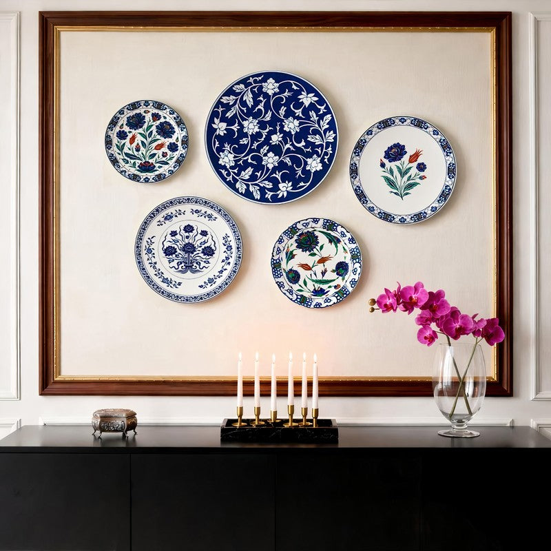 Floral Porcelain Harmony Metal Wall Plates - Set Of Five media 3