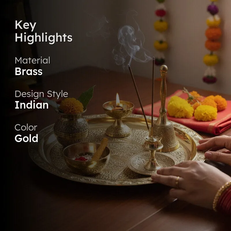 Divine Aarti Ritual Brass Pooja Thali media 2