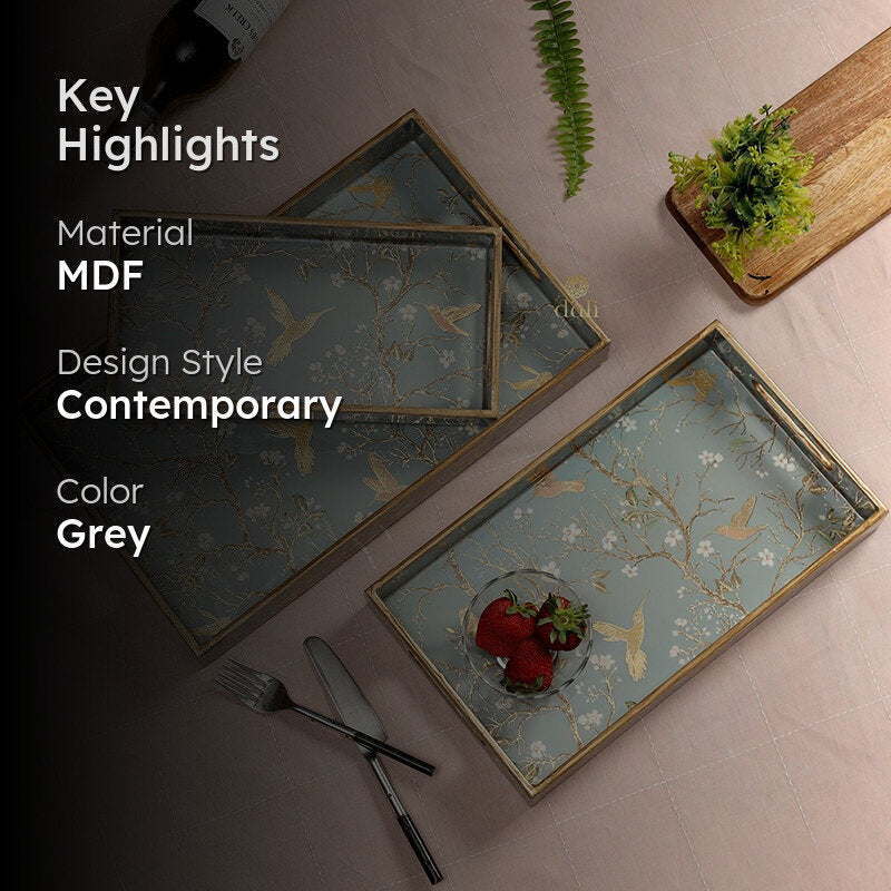Sterling Flight Enamel Coated Serving Tray (Grey) - Set Of Three media 2