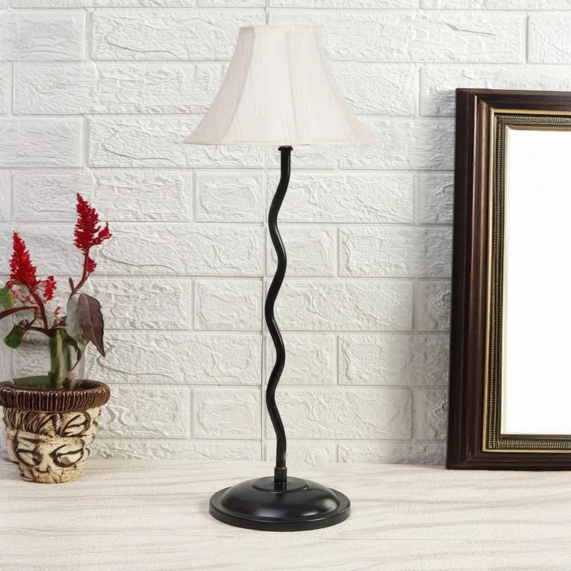 Lunalynx Cotton Table Lamp With Iron Base - White media 3