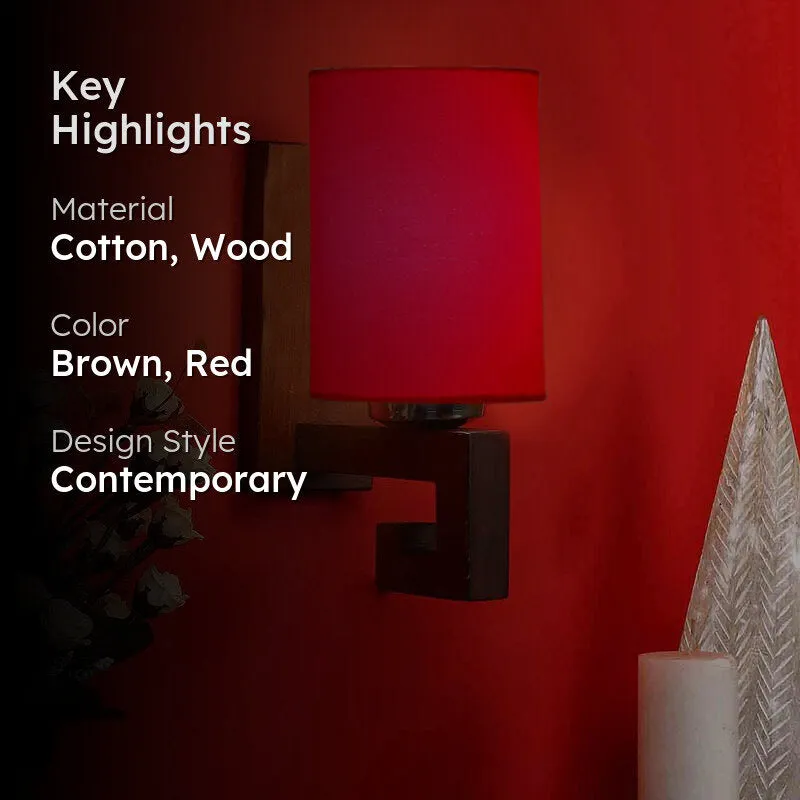 Rauthaz Cylindrical Wooden Wall Lamp media 2
