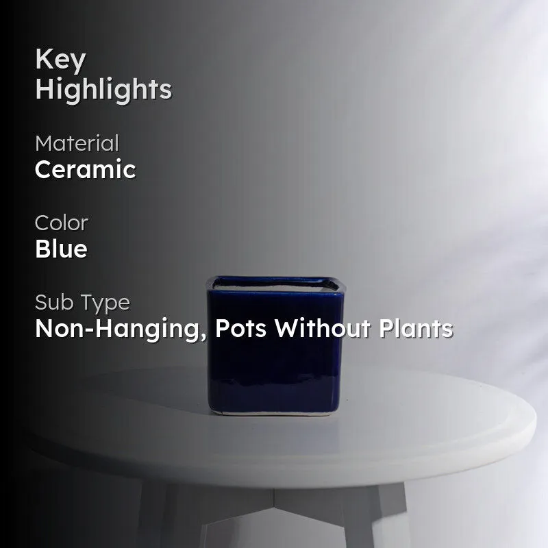 Ugaoo Square Blue Ceramic Pot media 2
