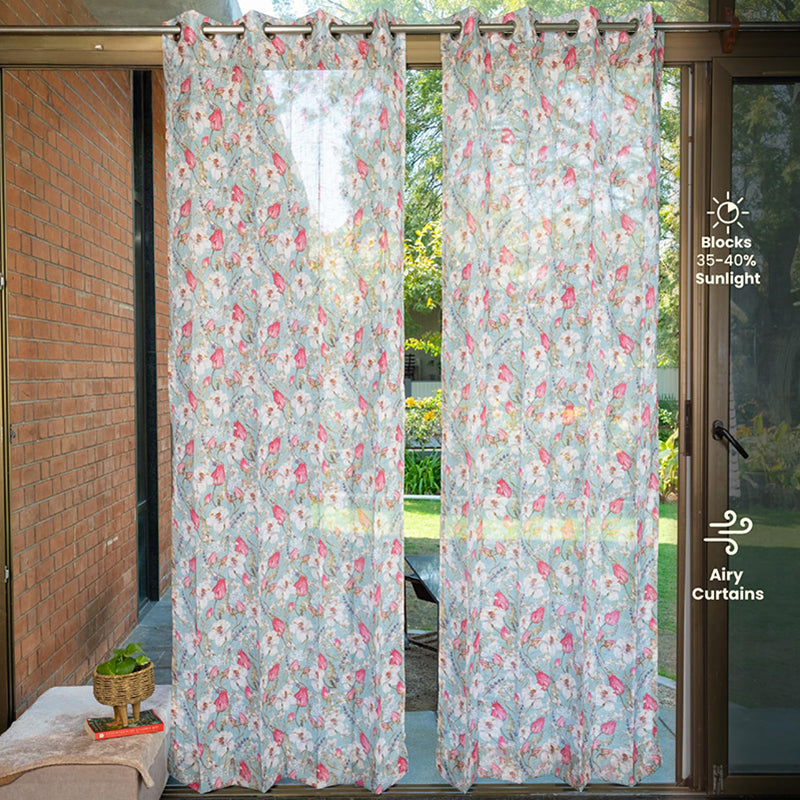 Urban Space Flora Nova Curtain (Sage Green Sheer) - Set Of Two media 3