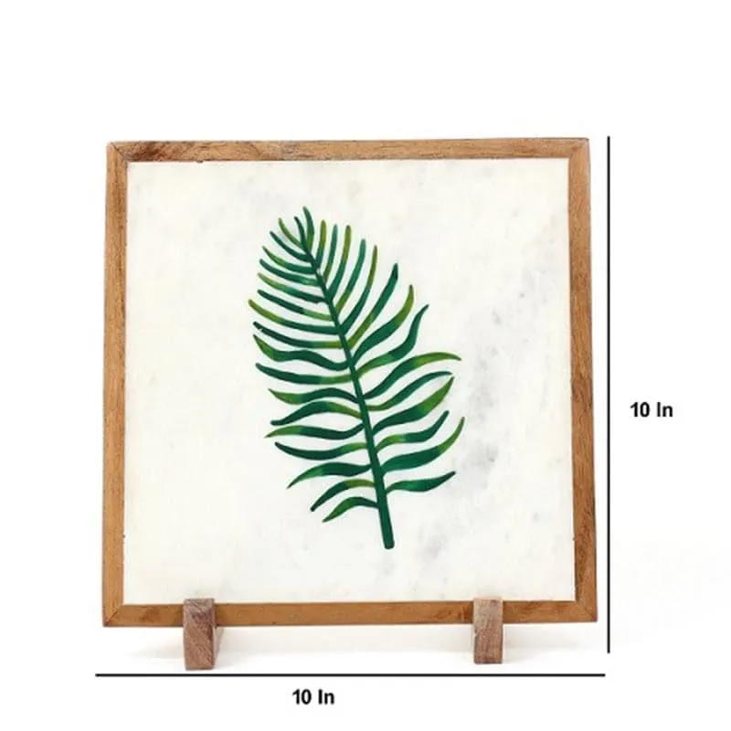 Palm Leaf Hand Painted Marble Showpiece media 4