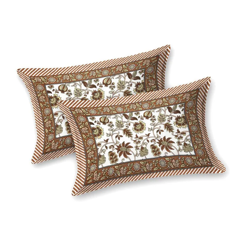 Craftet Cotton Bedsheet (Brown,White) - 240 TC media 4