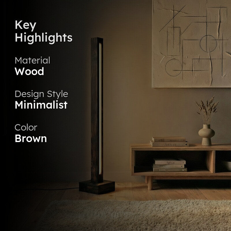 MinimalRay Wooden Floor Lamp - Brown media 2