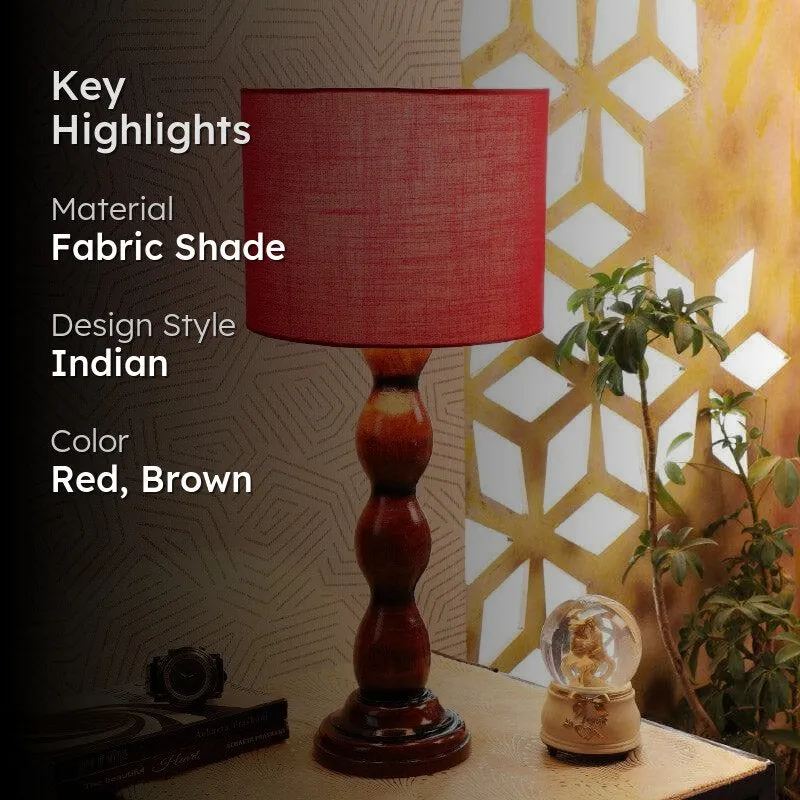 Rosa Winde Fabric Table Lamp - Red,Brown media 2