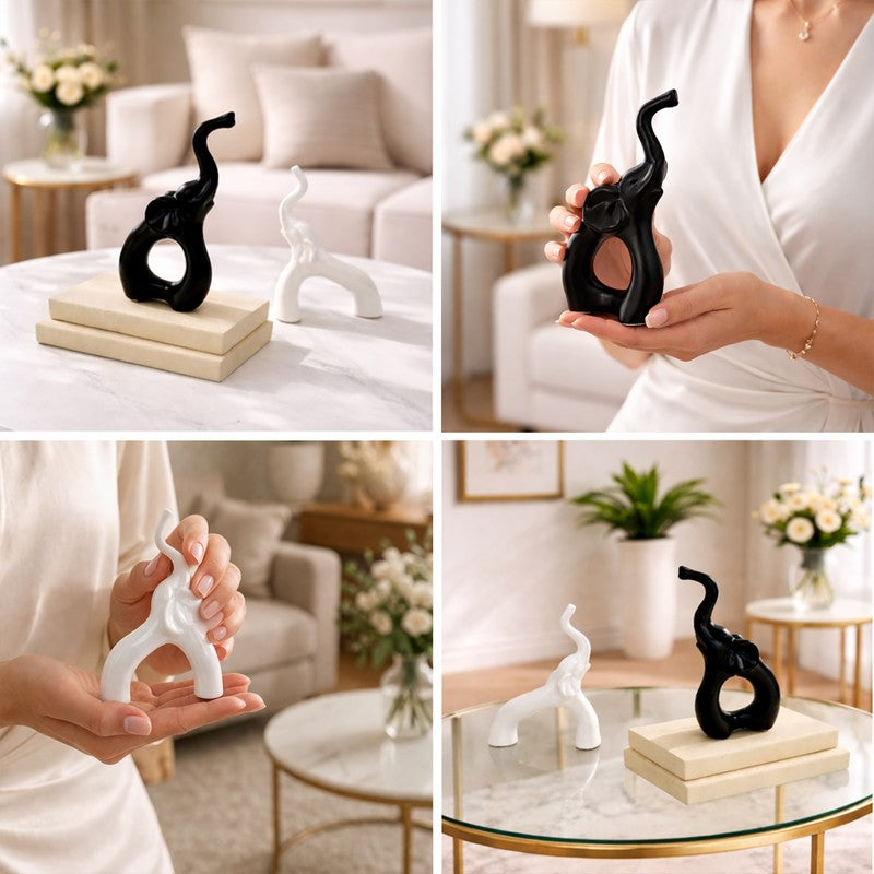 EbonyElephant Ceramic Showpiece - Set of Two media 6