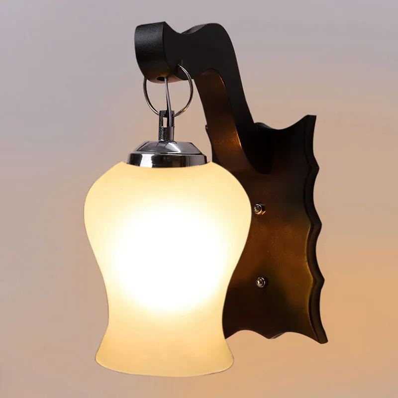 Delphi Glass & Wooden Wall Lamp media 4