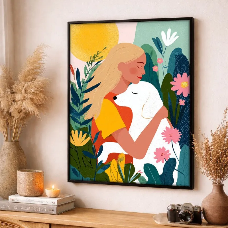 Verdant Hug Canvas Wall Painting - Black Frame media 3
