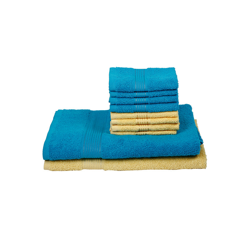Eva Quick Dry Towel Combo (Blue & Yellow) - Ten Piece Set media 4