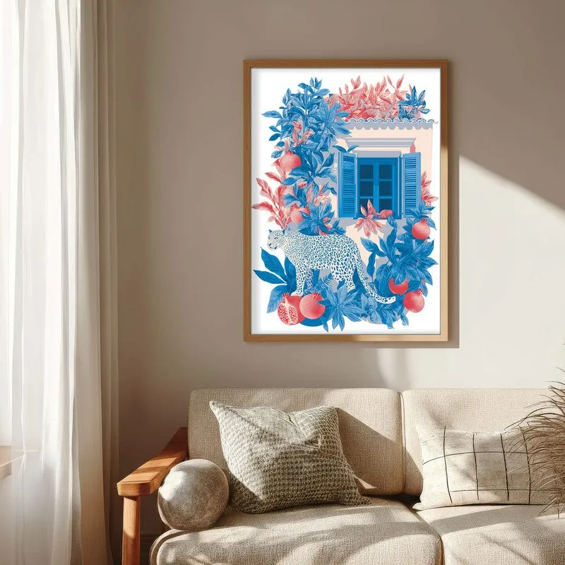 Mediterranean Blues Canvas Wall Painting - Brown Frame media 6