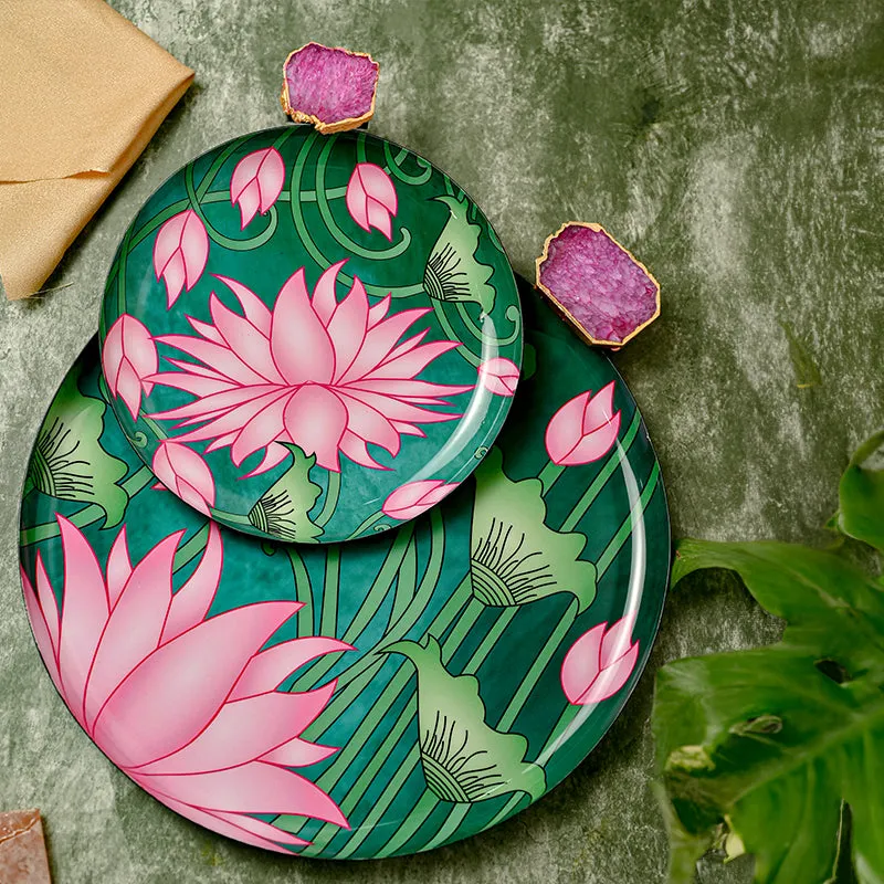 Lotus Scape Metal Platter - Set of Two media 3