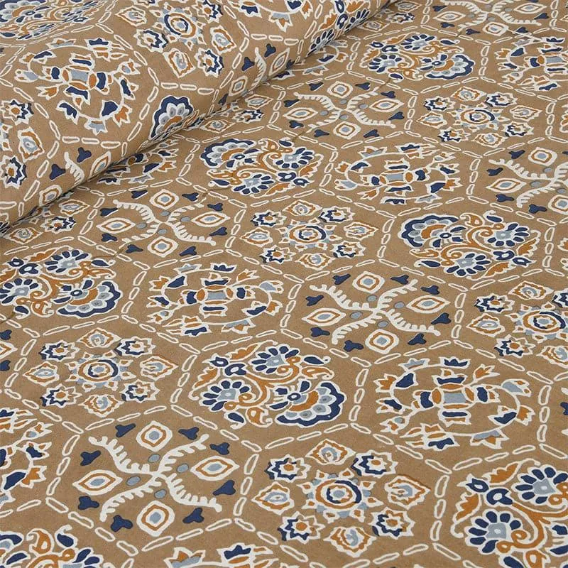 Avsara Floral Cotton Bedsheet (Brown,Grey) - 160 TC media 4