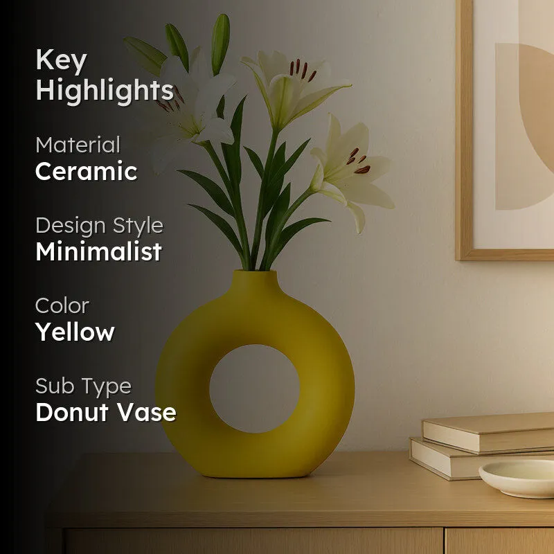 Melo Ceramic Vase - Yellow media 2