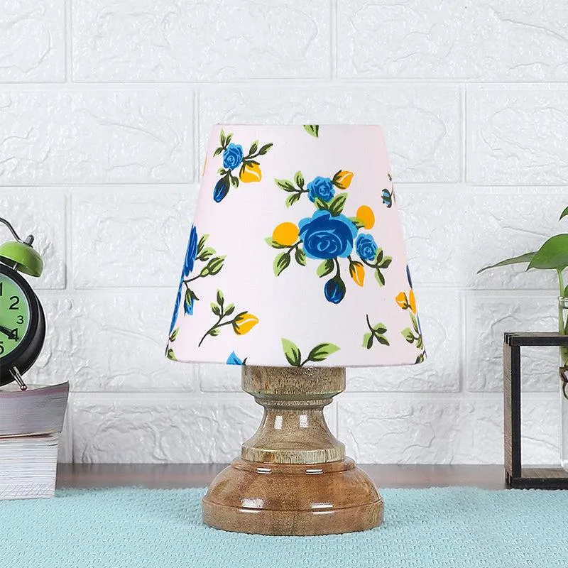 Harolda Blue Fleur Fabric Table Lamp - Multicolor media 3