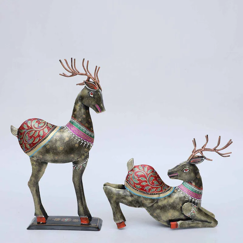 Ethnik Deer Duo Showpiece - Set Of Two media 3