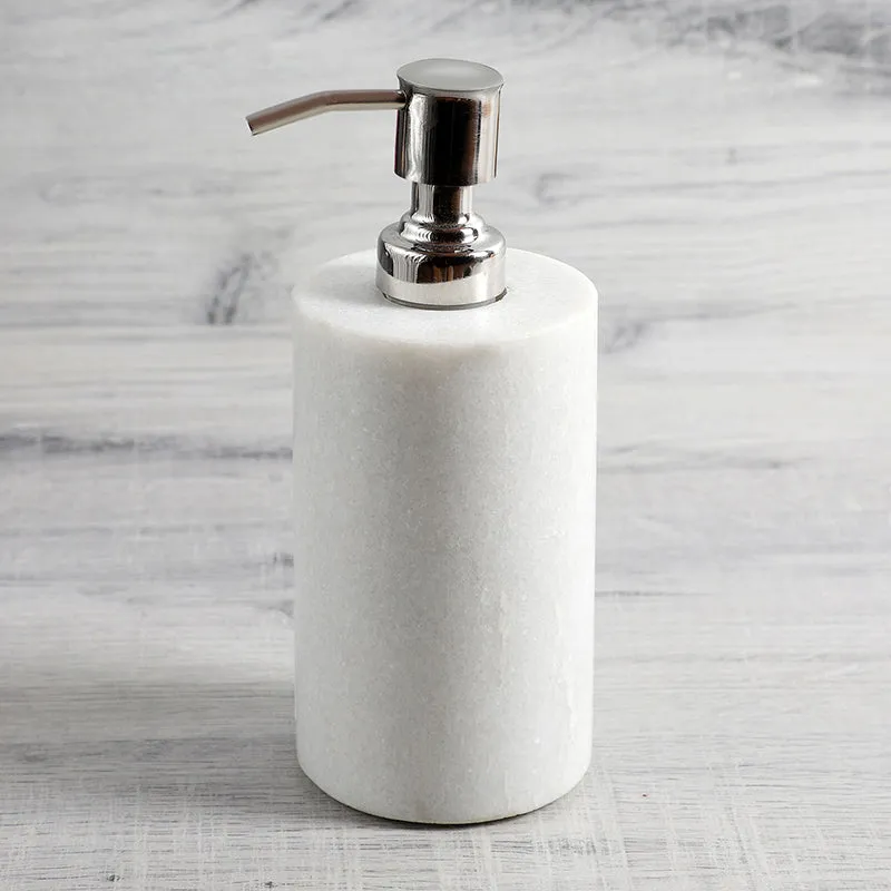 Alabaste Marble Soap Dispenser - White & Silver media 4