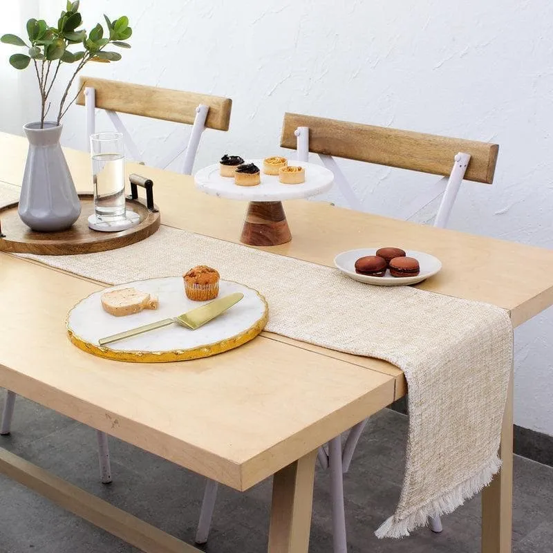 Matsya Vala Cotton Table Runner - Beige media 1
