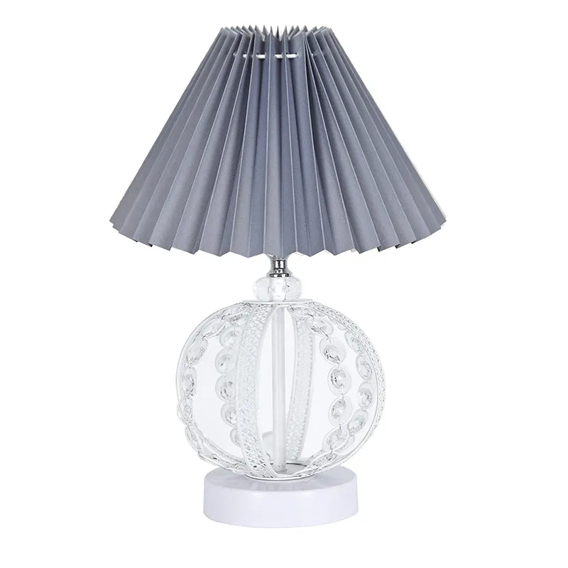 French Pleat Orna Metal Table Lamp - Grey,White media 3