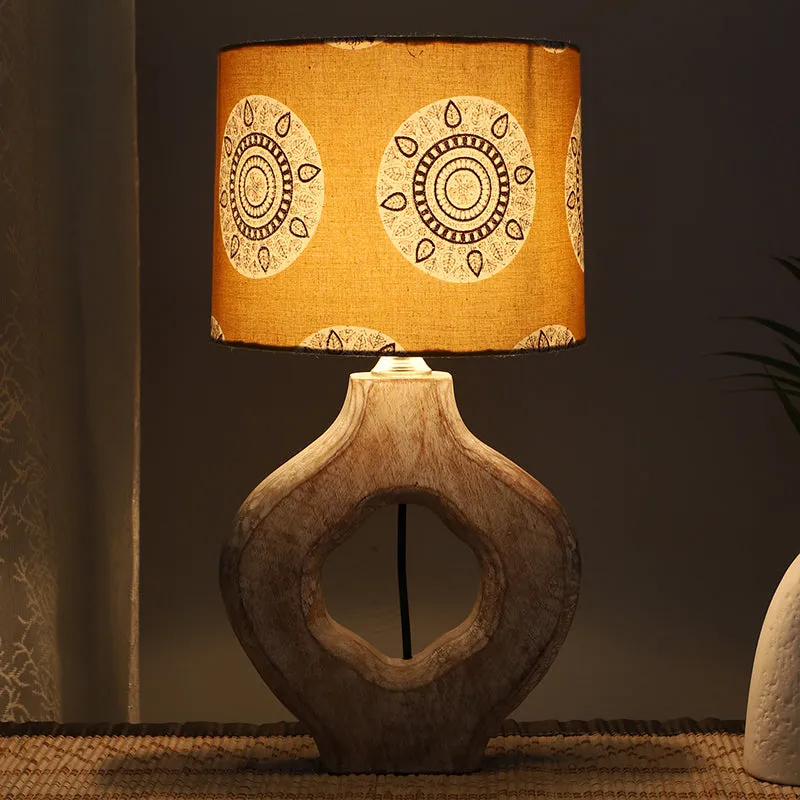 Mandala Merry Kian Printed Mango Wood Table Lamp - Beige,Yellow,White media 1