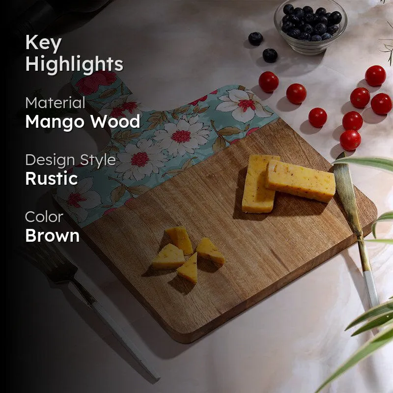 Aimee Floral Mango Wood Platter media 2
