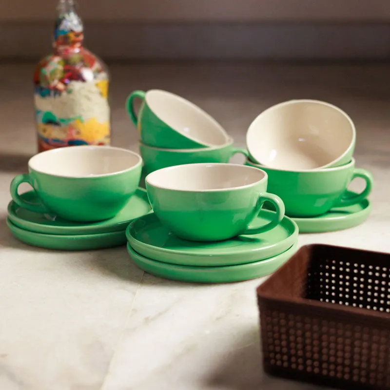 Blush & Brew Cup & Saucer (Mint/320 mL) - Twelve Piece Set media 5
