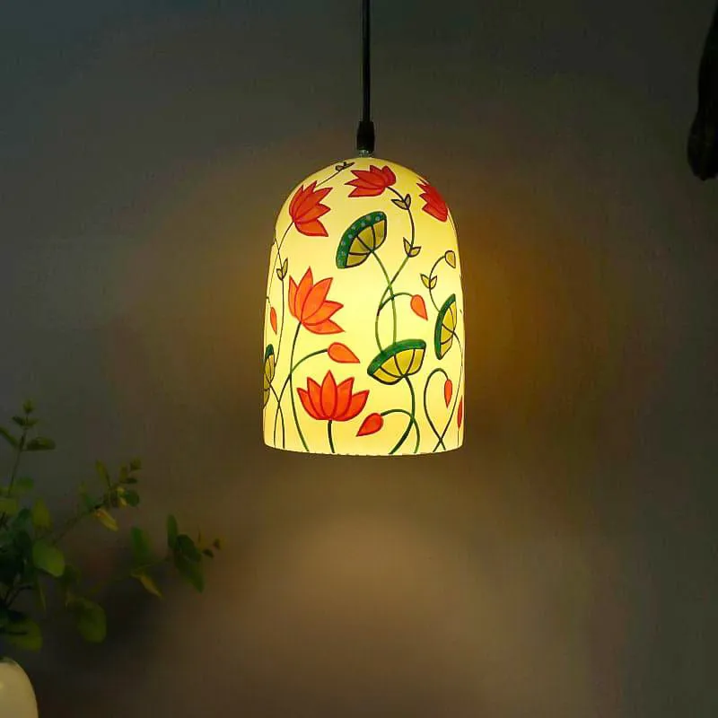 Lotusa Lura Hand Painted Glass Ceiling Lamp media 1