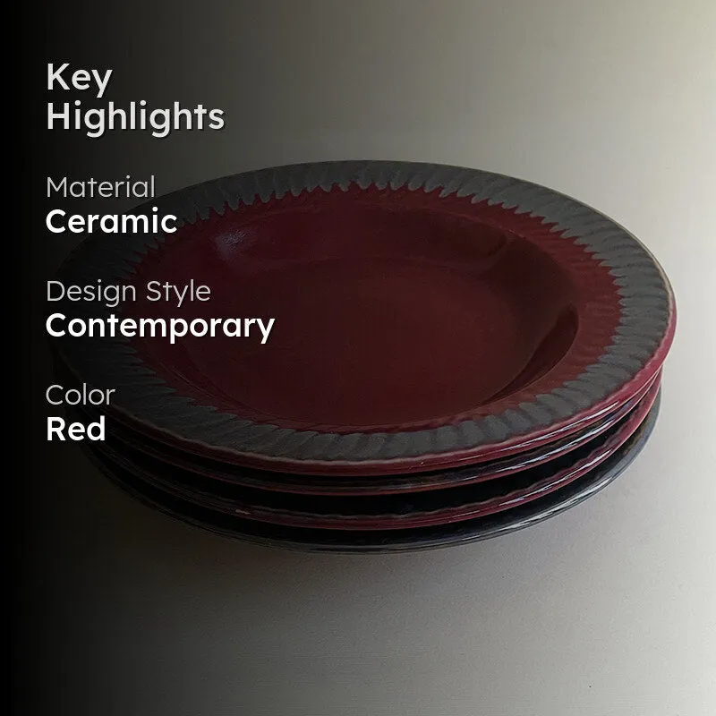 Raisel Ceramic Pasta Plate (Red) - Set Of Four media 2